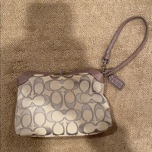 Coach Gray Wristlet with Silver Hardware